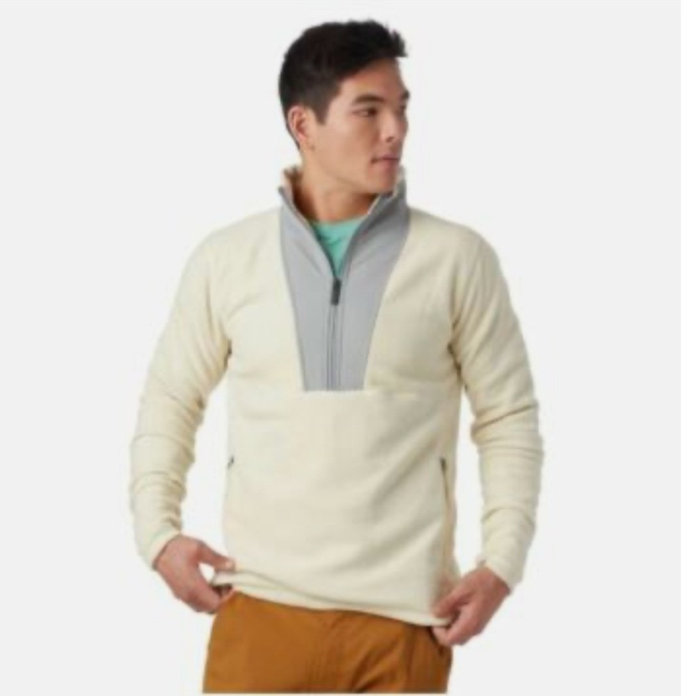 Backcountry Mens Huxley Fleece‎ 1/4 Zip Pullover Cream Grey Large BC-0325